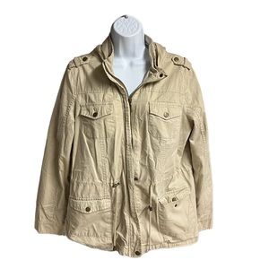 Rue 21 brand khaki jacket with hood. Size L. NWOT.